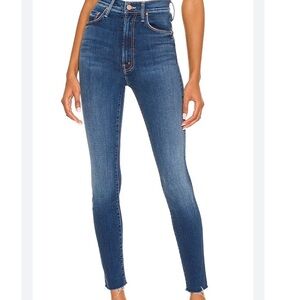 Mother jeans high waisted rail ankle fray blue denim jeans size 25